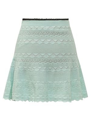 Self-Portrait Pointelle Mini Skirt - Green