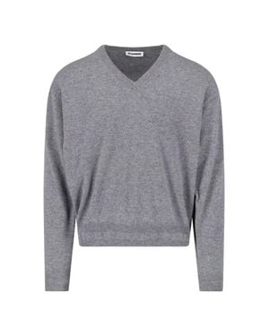 Jil Sander V-Neck Cashmere Sweater - Gray