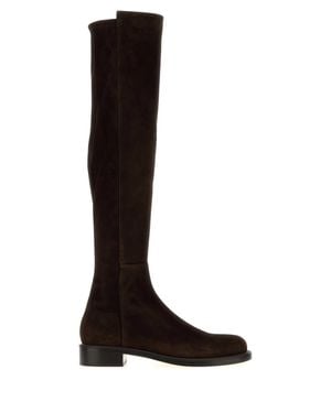 Stuart Weitzman Gisele Mini Dark Suede Boots - Black