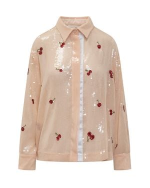 Des Phemmes Mini Shirt With Decorative Details - Natural
