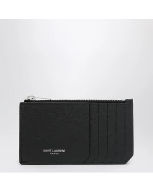 Saint Laurent Calf Leather Card Holder - Black