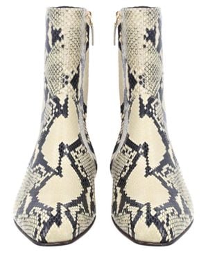 KHAITE Colt Snake-Effect Leather Ankle Boots - White