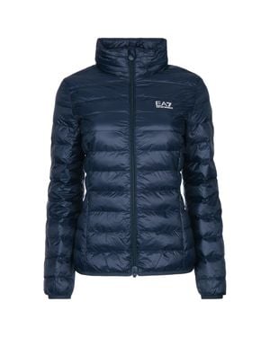 EA7 E. A.7 Quilted Bomber Jacket With Polyamide Shell - Blue