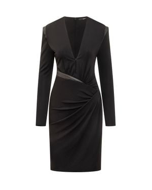 Versace Draped Print Suit With Sneck Detail - Black