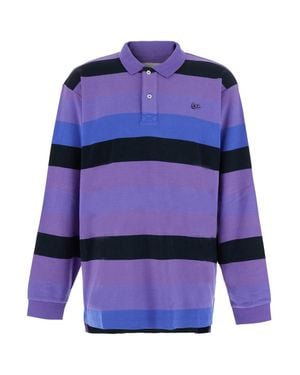 ERL Striped Rugby Long-Sleeve Knit Polo Shirt - Blue