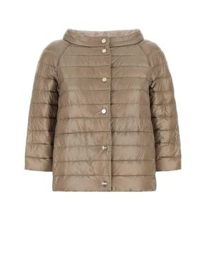 Herno Cappuccino Nylon Reversible Down Jacket - Natural