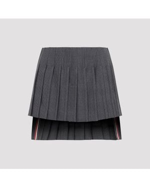 Thom Browne Low Rise Mini Narrow Pleated Skirt - Black