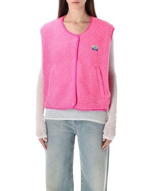 American Vintage Fleece Snap-Front Vest - Pink