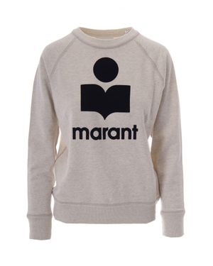 Isabel Marant Crew Neck Regular Fit Sweatshirt With Flocked Logo - Gray