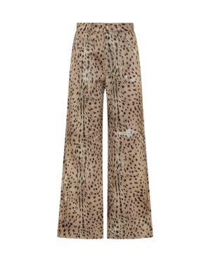 Amiri Jet Set Animal Print Denim Pants - Natural