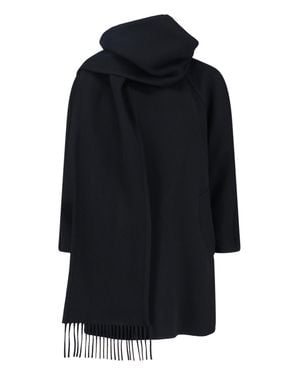 Balenciaga Hooded Wool-Blend Scarf Coat - Blue
