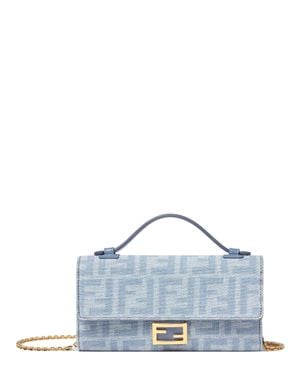 Fendi Mini Top Handle Bag With Removable Chain Strap - Blue