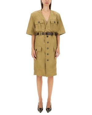 Saint Laurent Saharienne Muslin Mini Dress - Yellow