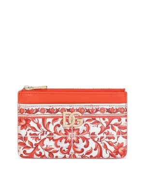 Dolce & Gabbana Dolce & Gabbana Majolica-Print 3.5 Calfskin Card Holder - Red