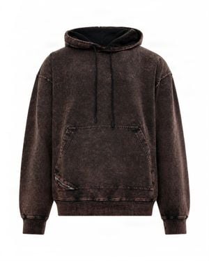 DIESEL Washed Cotton Pullover Hoodie - Gray