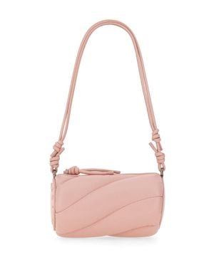 Fiorucci Logo Embroidered Zip-Up Padded Crossbody Bag - Pink