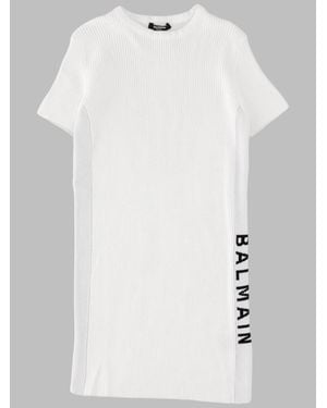 Balmain Kids Cotton Logo Mini Dress - White
