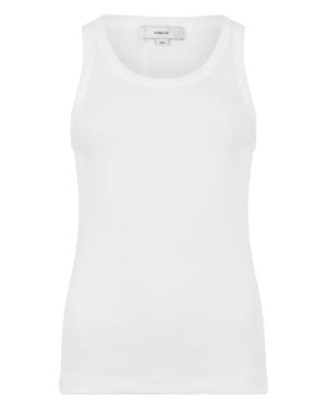 Vince Sleeveless Ribbed Top Cotton Vests & Tank Tops - White