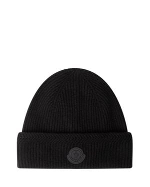 Moncler Luxury Logo Beanie Hat - Black