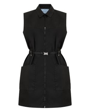 Prada Sleeveless Mini Dress With Waist Belt - Black