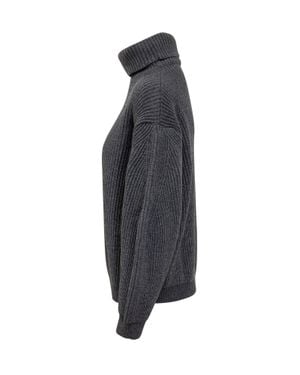 Semicouture Cashmere-Blend Ribbed Turtleneck Pullover Sweater - Blue