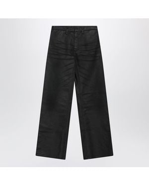 Gucci Coated Stretch Cotton Twill Denim Loose-Fit Pants - Gray