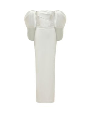 Solace London Elegant Long-Sleeve Dress With Tailored Bodice - White