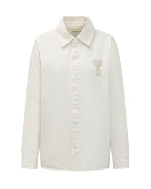 Ami Paris Shirt Jacket With Button Closure - White