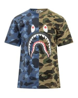 A Bathing Ape Stylish Camouflage Graphic T-Shirt - Blue