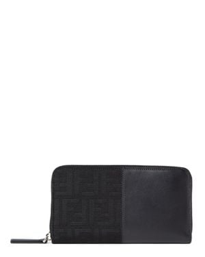 Fendi Mini Zipped Wallet 10 Cm X 19 Cm X 2 Cm With Three Compartments, Card Slots & Zip Pocket - Black