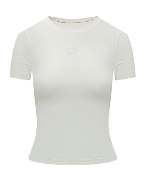 Marine Serre Mini Fitted Logo Short Sleeve T-Shirt - White