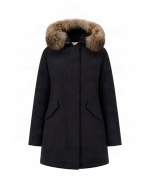 Woolrich Fur-Trim Hooded Parka Coat - Black