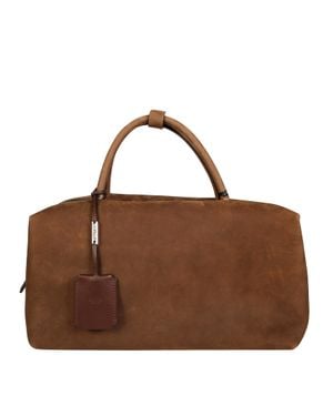 Max Mara Small Holdall Suede Tote Bag - Brown