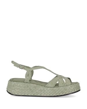 LA ROSE Platform Woven Sandal - Green