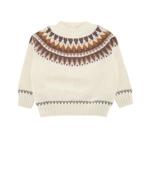 Moncler Kids Crew Neck Knit Sweater - Natural