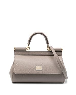 Dolce & Gabbana Mini Dauphine Calfskin Crossbody Bag With Hidden Double Magnet Closure - Gray