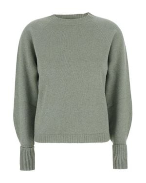 Twinset Round-Neck Tech Fabric Sweater With Long Sleeves And Straight Hem - Green