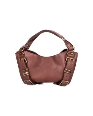 DIESEL Leather Shoulder Bag With Buckle Straps - Brown