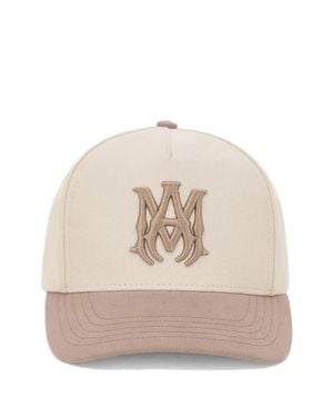 Amiri Mini Ma Logo Cotton Cap With Curved Brim And Double Snapback - Natural