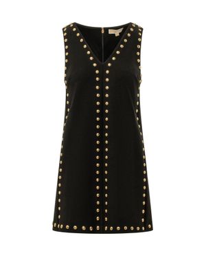 MICHAEL Michael Kors V-Neck Stud Detail Dress - Black