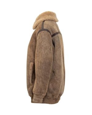 Salvatore Santoro Stylish Leather Jacket With Neck - Brown