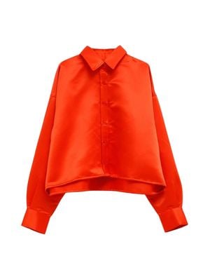Frankie Shop Curved Hem Button-Up Shirt With Tailored Fit