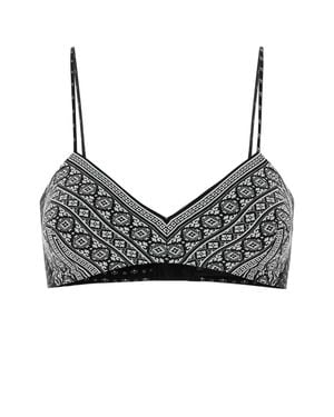 Ermanno Scervino Printed Silk Crop-top - Black
