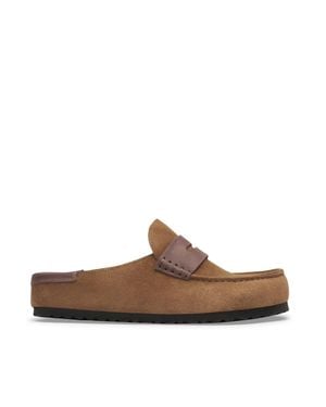 Birkenstock Suede Leather Clog Mule Sandals - Brown