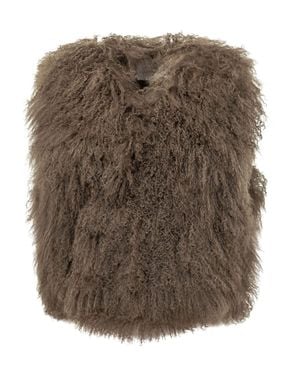 Martha Louis Mongolian Shearling Vest - Brown