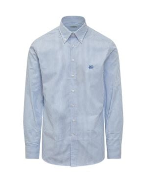 Etro Slim Fit Button-Down Shirt For A Polished Look - Blue