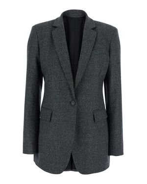 PT Torino Tech Fabric Single-Breasted Blazer With Notched Revers And Side Pockets - Black