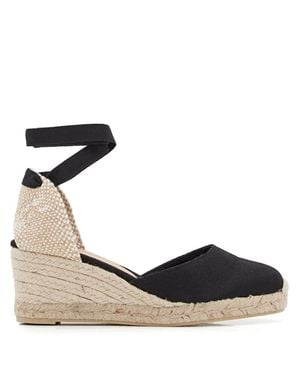 Castañer Wedge Heel Lace-Up Sandals With Cushioned Insole - Black