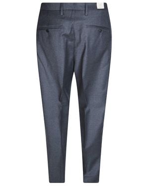 BRIGLIA Relaxed-Fit Pants With Double Pleats And Elasticated Side Bands - Blue