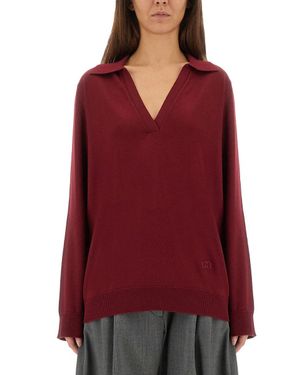 Gucci Wool V-Neck Sweater - Red